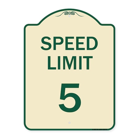 Signmission Speed Regulation Speed Limit 5 Mph Heavy-Gauge Aluminum Architectural Sign, 24" x 18", TG-1824-22876 A-DES-TG-1824-22876